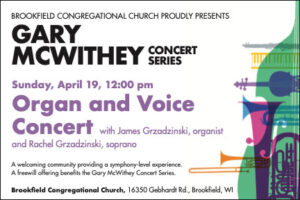 Gary McWithey featured organ recital promoted by American Guild of Organists Milwaukee Chapter